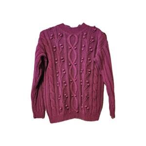 Anna Banana Bubble Knit Sweater Magenta Medium Rami/Cotton Y2k 90s